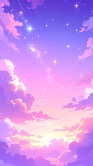 Obraz premium Vibrant Purple Pink Cloudy Sunset Sky.