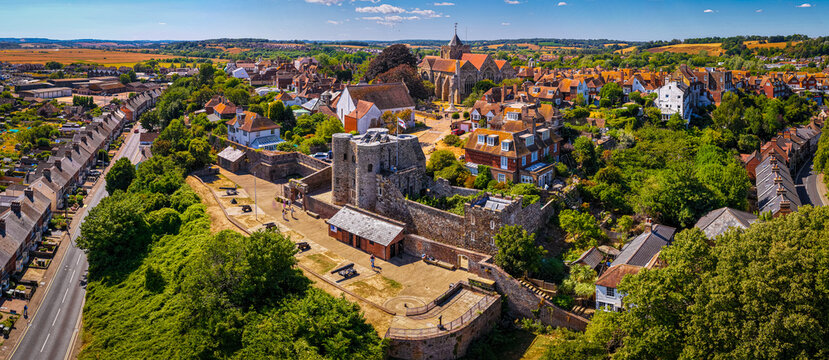Rye Cathedral and Ypres Tower Panorama in Historic East Sussex England