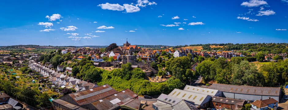 Rye Cathedral and Ypres Tower Panorama in Historic East Sussex England