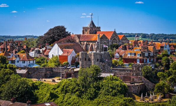 Rye Cathedral and Ypres Tower Panorama in Historic East Sussex England