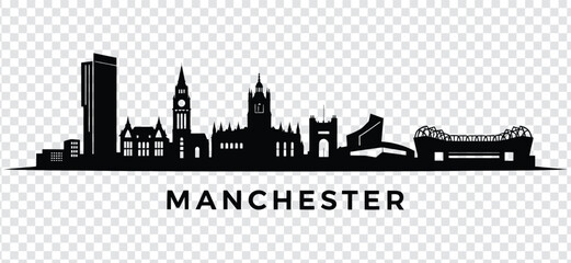 Naklejka premium Manchester city skyline silhouette, vector illustration