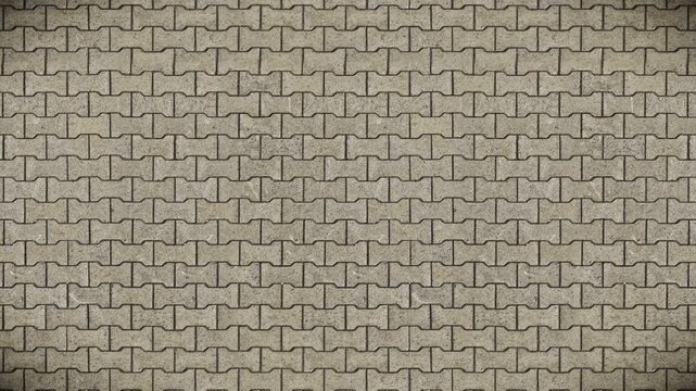 Neutral interlocking paving stones create an infinite loop background.