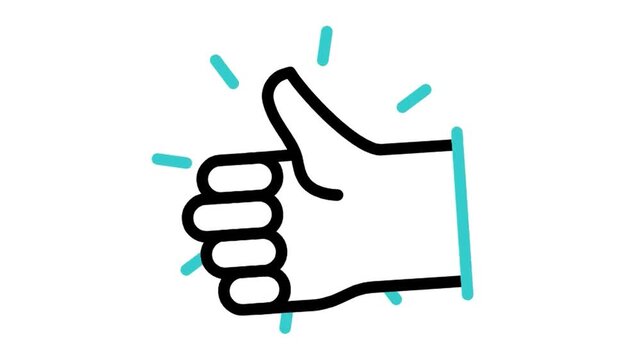 Animated thumbs up hand gesture icon for positive feedback and approval