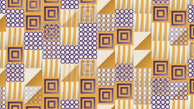 Seamless line pattern loop in cream, purple, yellow - trendy animated 4K motion background for video editing, social media and presentation