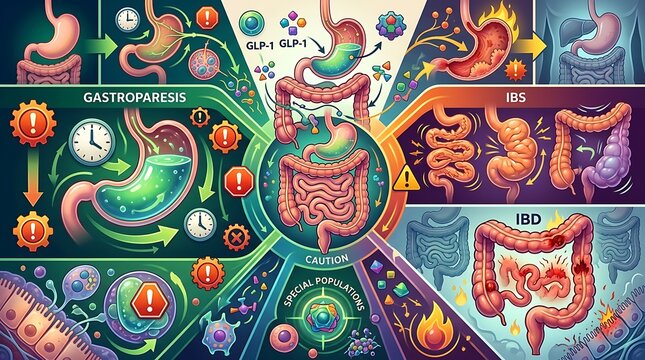 Comprehensive diagram of human digestive system conditions and disorders
