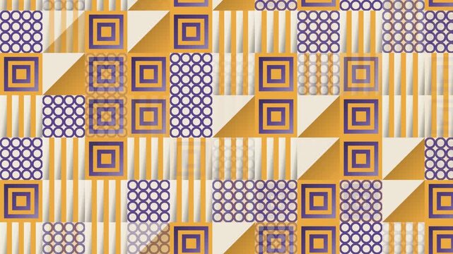 Seamless line pattern loop in cream, purple, yellow - contemporary animated 4K motion background for video editing, social media and presentation