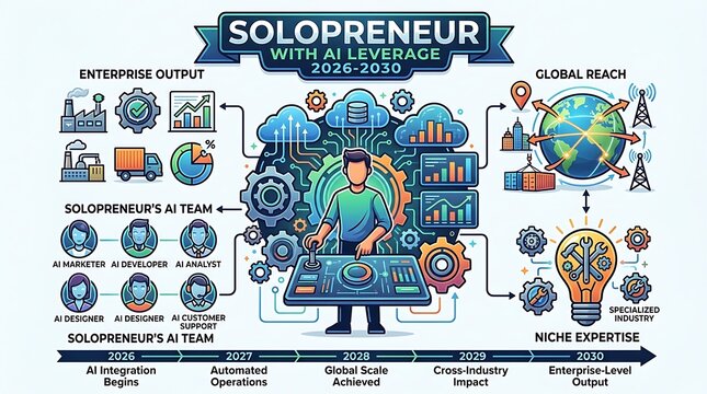Solopreneur leveraging artificial intelligence for global business scale