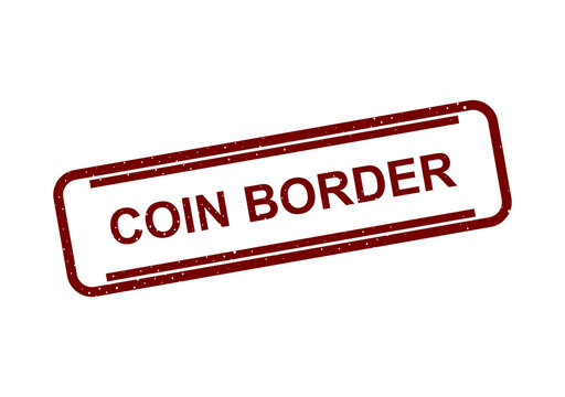 Red coin border stamp with bold text label illustration