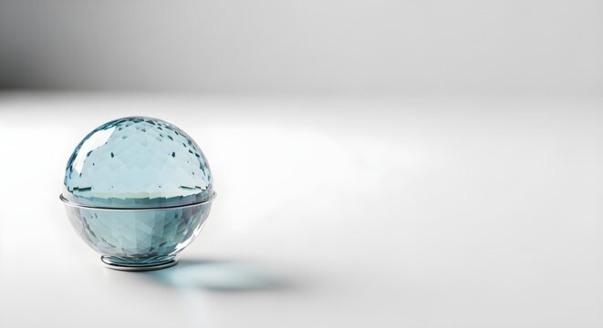 Clear glass sphere with water droplets.