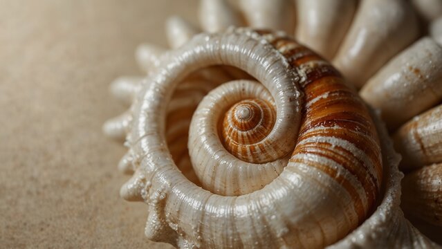 Close up of snail shell, digital art illustration - Generative AI