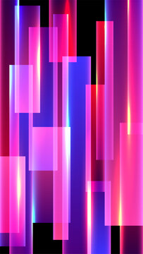 Abstract neon background with glowing pink and blue vertical geometric lines and vibrant light trails, futuristic technology design