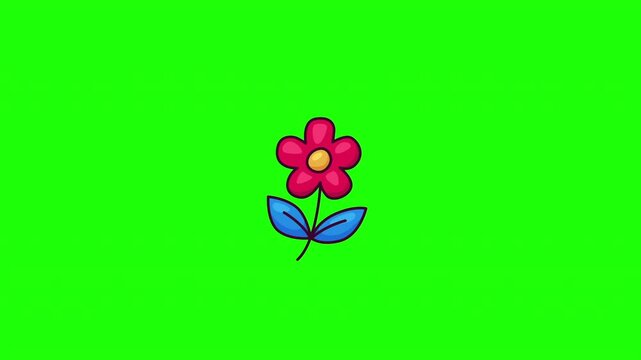 Animated simple flower doodle icon, hand-drawn flat vector line art with wiggle effect, looping motion graphic for floral and nature design