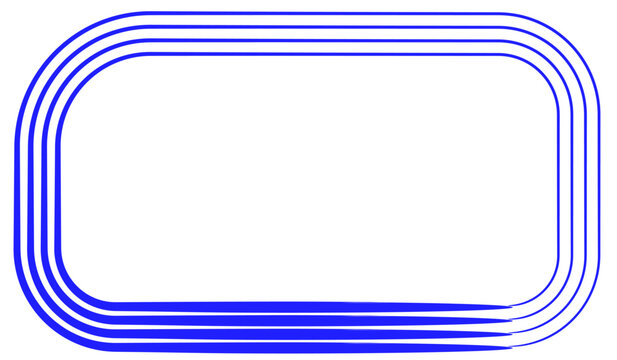 Blue concentric rounded rectangular frame with four parallel lines