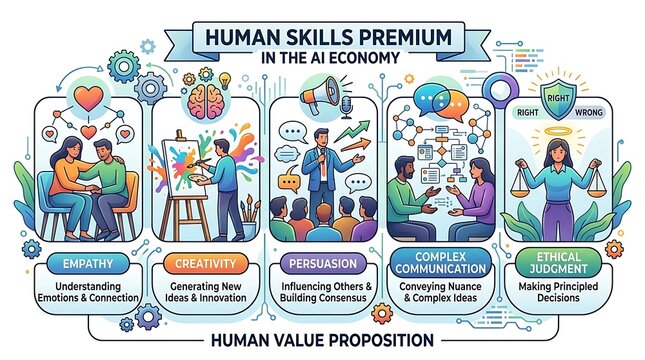 Human skills premium and value proposition in the ai economy