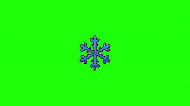 Animated snowflake doodle icon, hand-drawn flat vector line art with wiggle effect, looping motion graphic for winter and Christmas design