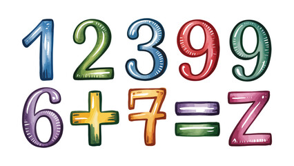 Fototapeta premium Colorful numbers and symbols arranged creatively for educational purposes enhancing learning through visual aids and interactive elements