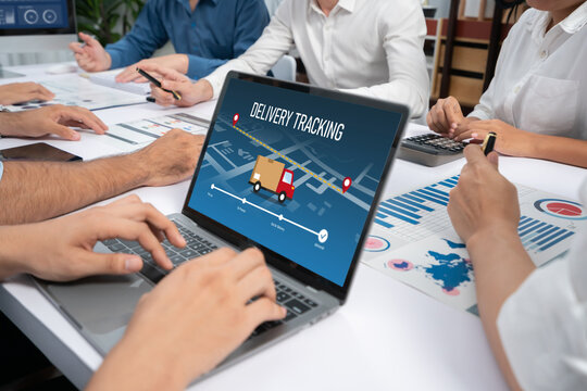 Delivery tracking system for e-commerce and brisk online business to timely goods transportation and delivery