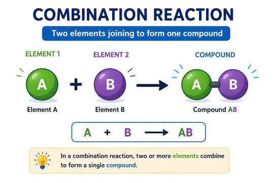 Chemical Combination Reaction with Arrows Explaining Compound Formation