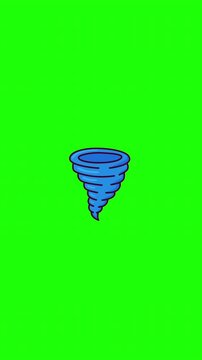 Animated tornado cyclone doodle icon, hand-drawn flat vector line art with wiggle effect, looping motion graphic for storm and weather design