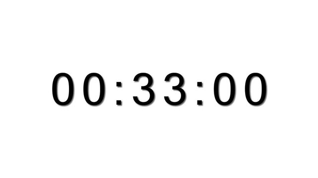 38 Seconds counting timer number animation. on a White background. and creating a stunning 4k video.
