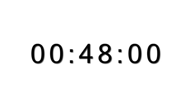 53 Seconds counting timer number animation. on a White background. and creating a stunning 4k video.