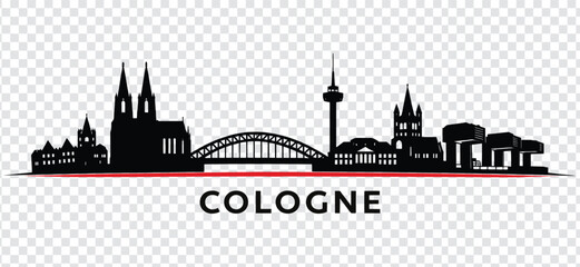 Obraz premium Cologne city skyline silhouette vector illustration