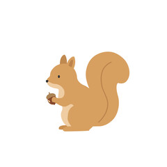 Obraz premium 秋素材 リスのフラットイラスト アイコン 動物素材