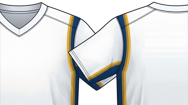 White athletic sports jersey template with blue and yellow panels