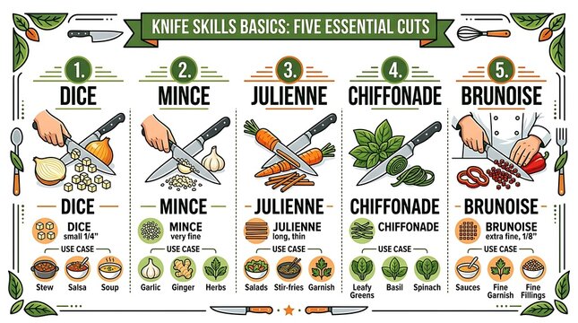 Guide to five common culinary vegetable cutting techniques