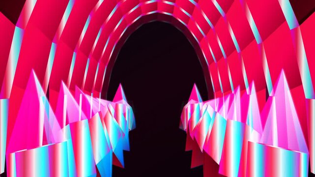 Specular red crystal tunnel cathedral infinite VJ loop motion graphics video
