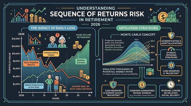 Retirement sequence of returns risk infographic for financial planning