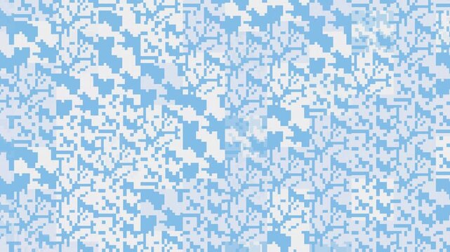 Seamless pixel pattern loop in sky blue, white, cream - trendy animated 4K motion background for video editing, social media and presentation