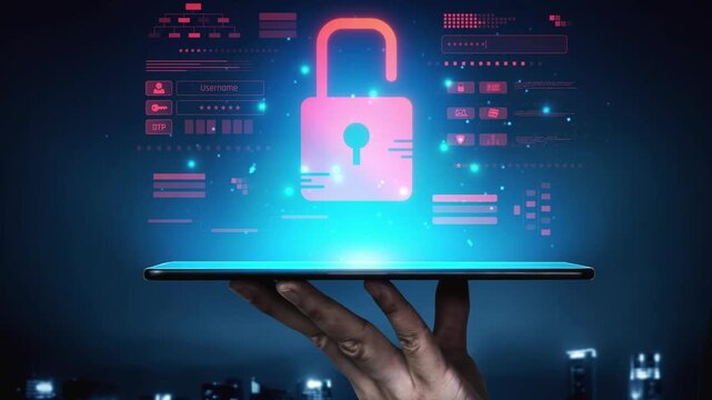 Digital security concept illustrating a cybersecurity breach, with a red unlocked padlock indicating data exposure among secure systems, emphasizing system vulnerability and risk Marrow