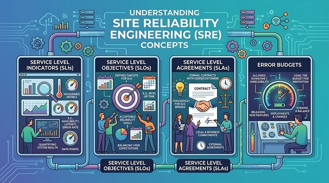 Infographic explaining site reliability engineering sre concepts