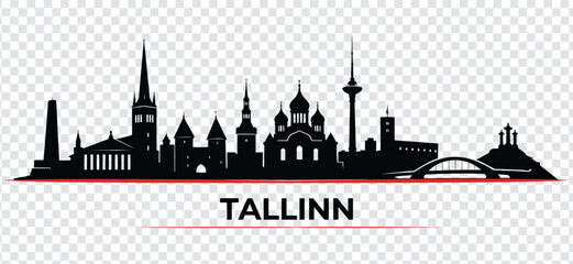 Obraz premium Tallinn city skyline silhouette vector illustration