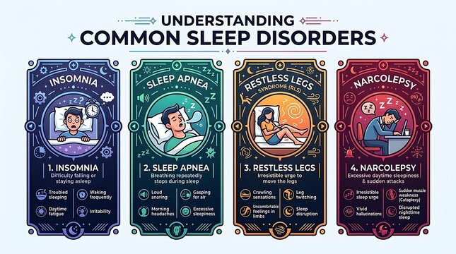 Infographic explaining common sleep disorders and symptoms