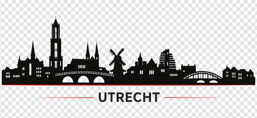 Utrecht city skyline silhouette, netherlands, vector illustration © MDRASIDUL