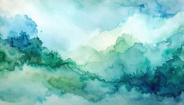 Abstract watercolor wash background. Dusty blue and sage green artistic paint texture.
