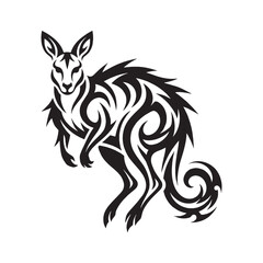 Obraz premium Tribal Kangaroo Tattoo Design, Blackwork Ink Style Ornamental Australian Wildlife Vector Illustration