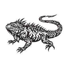Obraz premium Tribal Tattoo Logo Lizard Emblem with Bold Pattern and Stylized