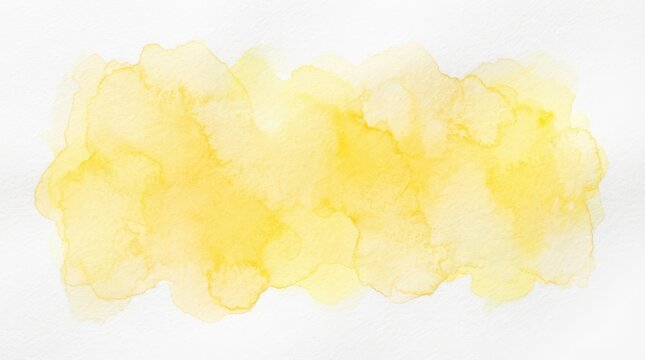 Yellow watercolor wash texture isolated on white background