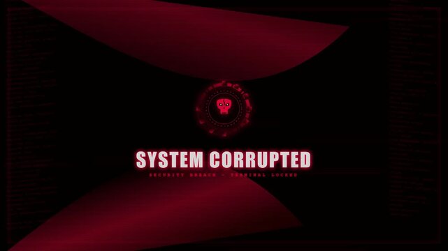 Cyberpunk red system corrupted security breach alert loop motion graphics video footage.