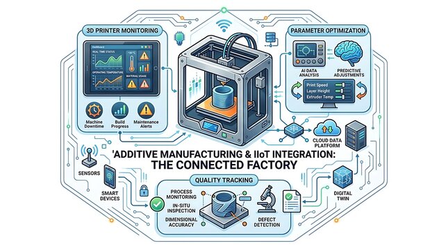 Additive manufacturing and iiot integration in a connected factory