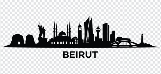 Naklejka premium Beirut city skyline silhouette vector illustration