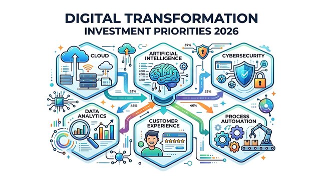 Digital transformation investment priorities for 2026 infographic
