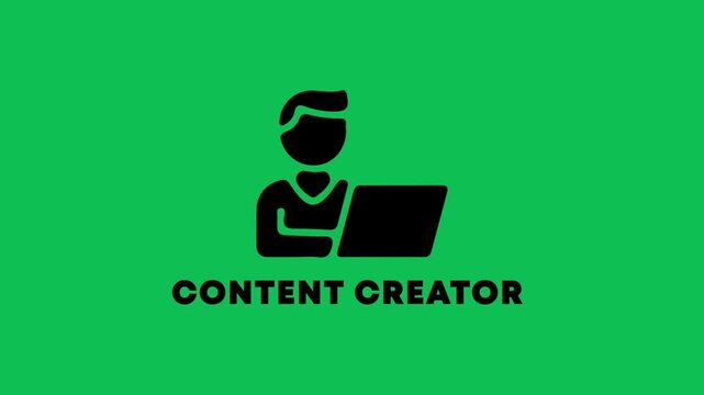 Content Creator Icon Person Laptop Green Screen Motion Graphic