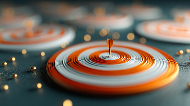 Dart hitting center of target. Business strategy concept for achieving goals and success.