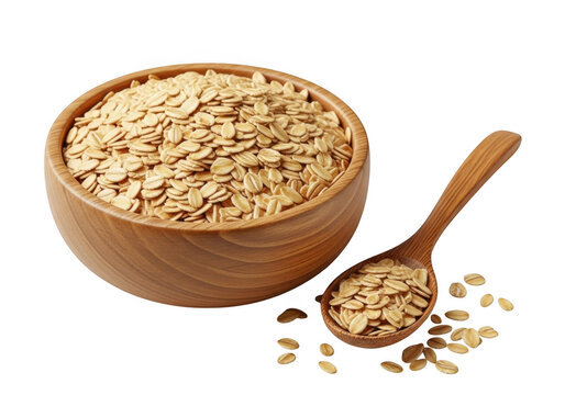 Bowl of oatmeal with oats spilled around