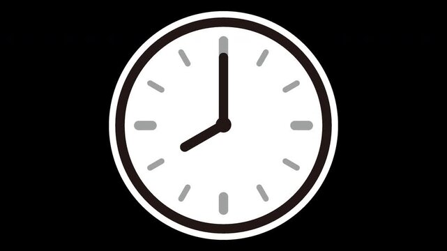 Animated Fast Spinning Clock with Transparent Background Loop