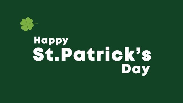 Happy St Patrick's Day Green Card Shamrock Vector Banner Design animation 